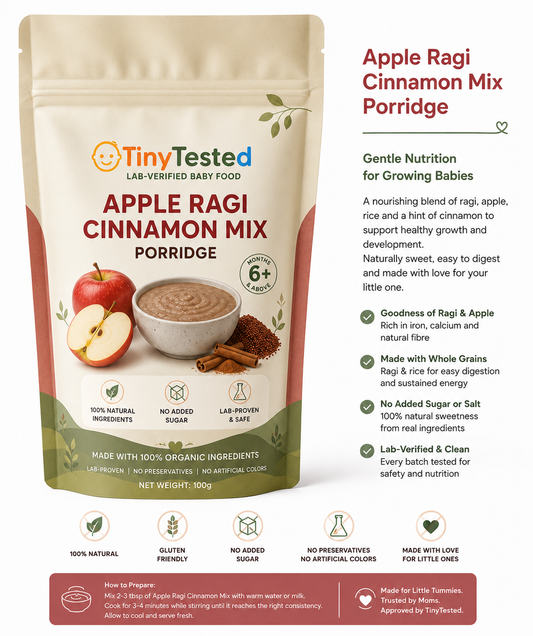 TinyTested Apple Ragi Cinnamon Mix Porridge (8+ Months)