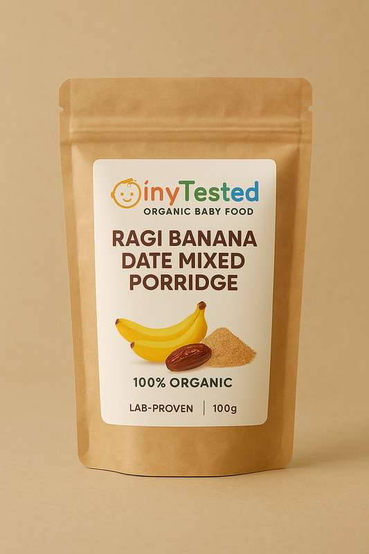 TinyTested Organic Ragi Banana Date Mixed Porridge - Lab Certified Baby Food for 8+ Months (100g)